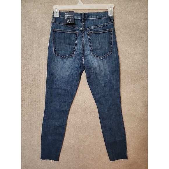 Gap Legging Skimmer Jeans Womens 4 27 Blue Distressed Raw Hem Stretch NEW - Picture 8 of 13